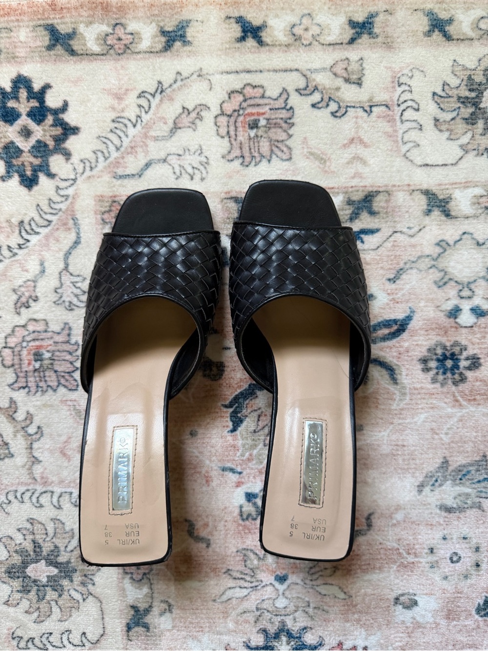 Primark Black Woven Slide Heels